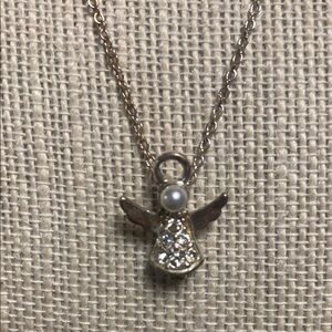 Avon Vintage Silver Tone Angel Pendant Necklace